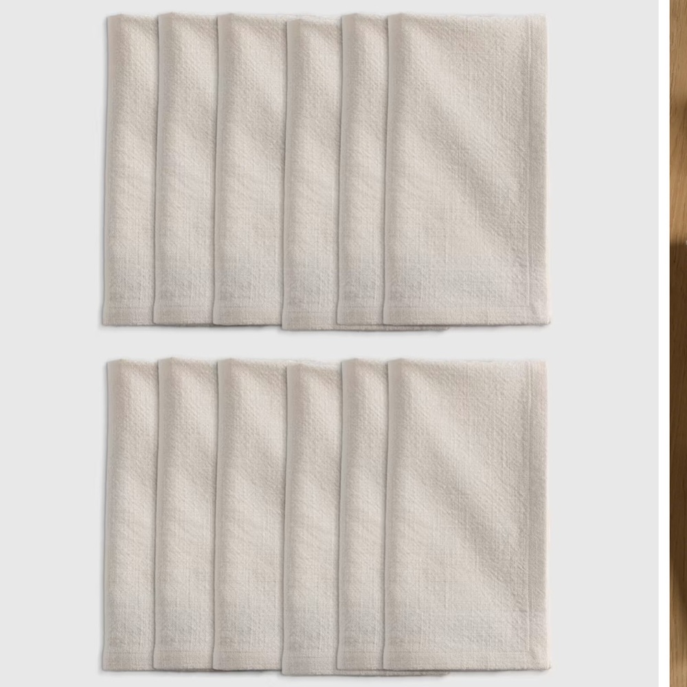 NWOT QUINCE Pack Of 12 Organic Cotton Napkins Warm White 5760